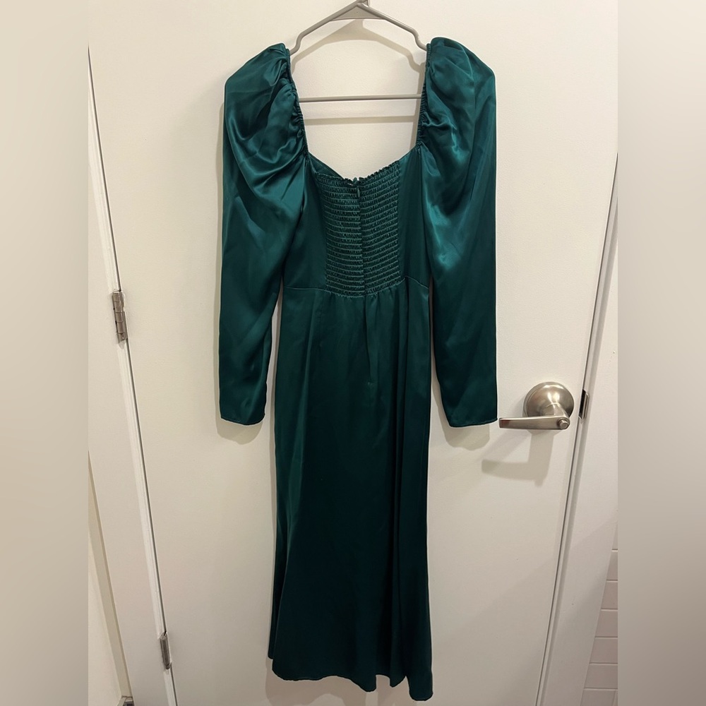 Reformation Rey Silk Long Sleeve Midi Dress 4 - Picture 9 of 10